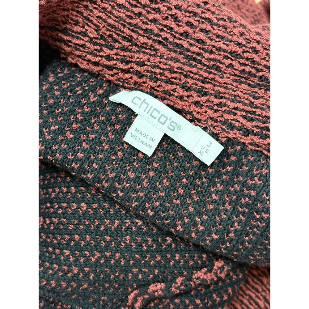 CHICO'S red black preppy cotton double breasted tweed coatigan jacket blazer - Picture 5 of 13